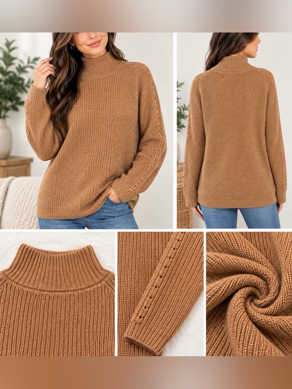 Gorgeous and Soft Lord & Taylor Camel Turtleneck Knit Sweater